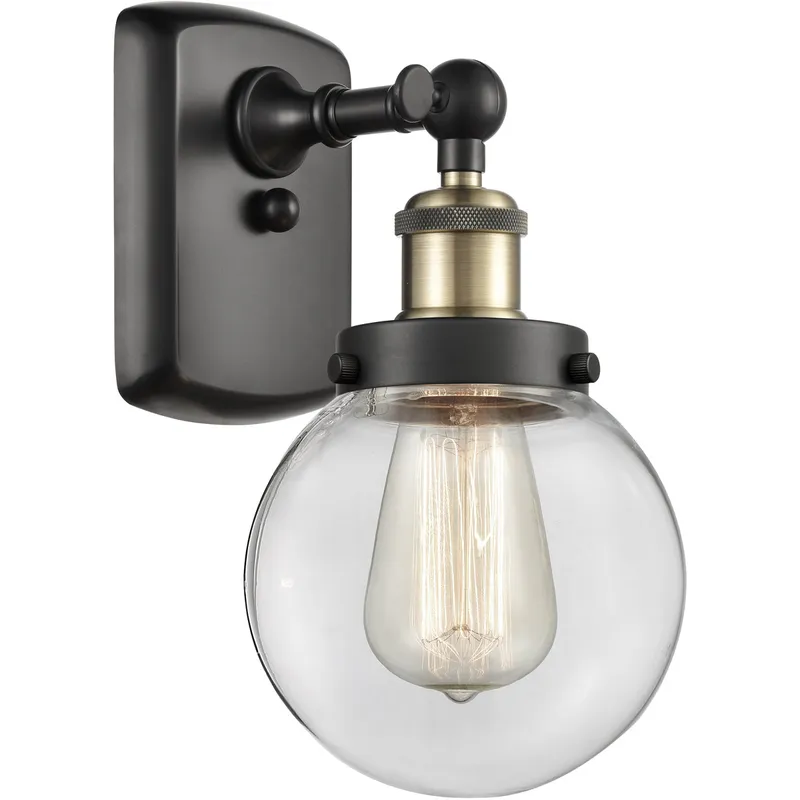 Ballston Beacon 1 Light 6 inch Black Antique Brass Sconce Wall Light in Clear Glass