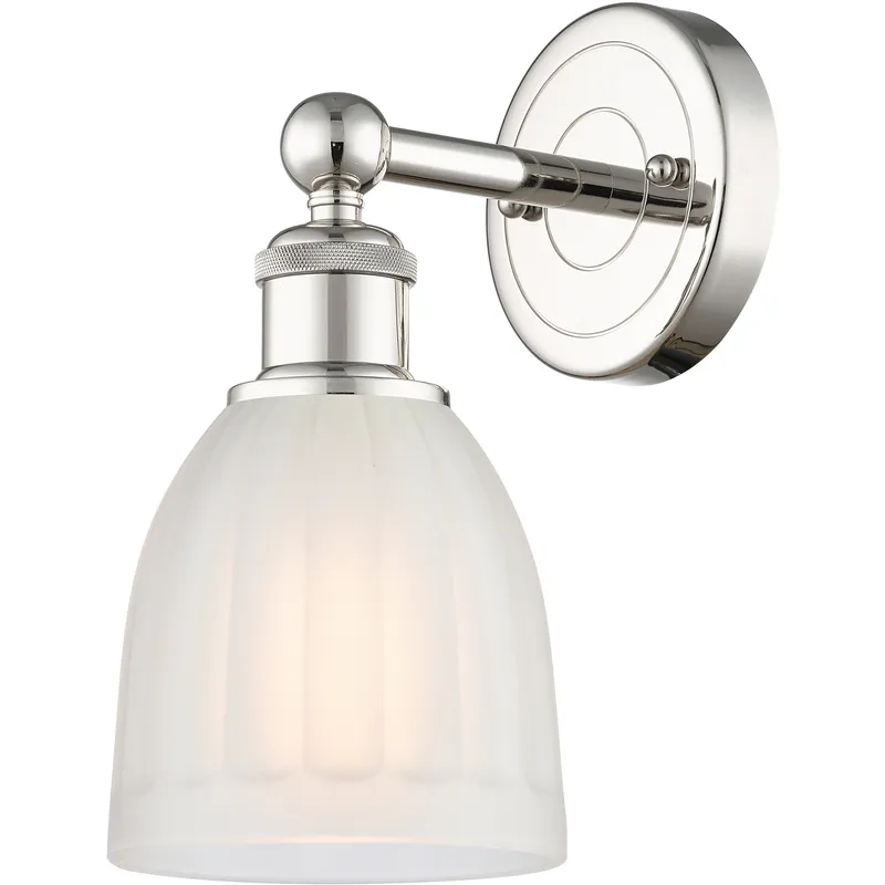 Brookfield Sconce Wall Light in Polished Nickel, White