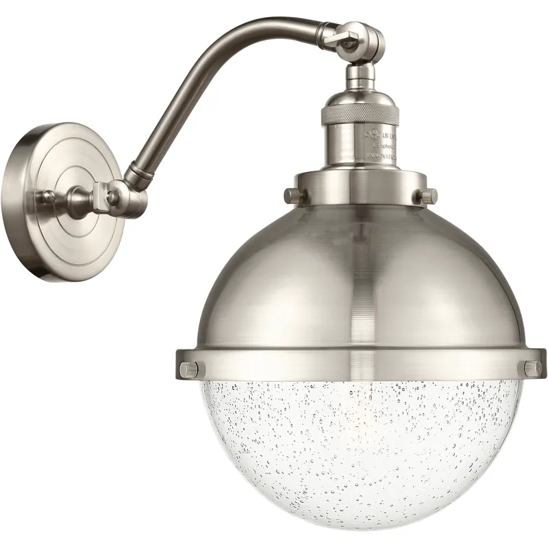Franklin Restoration Hampden 1 Light 9 inch Brushed Satin Nickel Sconce Wall Light in Seedy Glass
