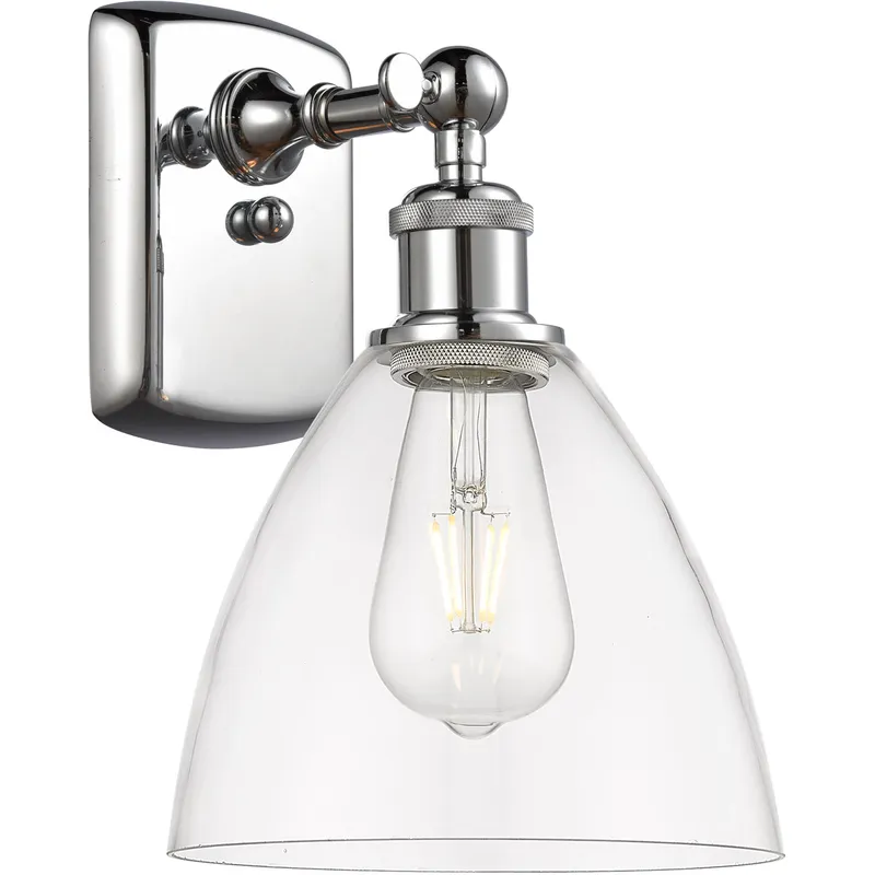 Ballston Dome LED 8 inch Polished Chrome Sconce Wall Light in Clear Glass