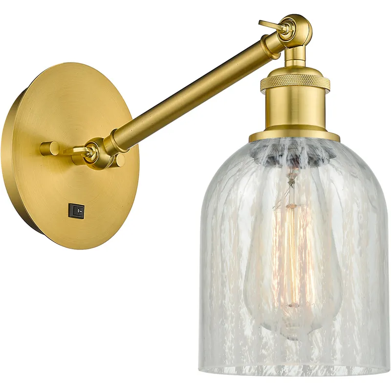 Ballston Caledonia LED 5.3 inch Satin Gold Sconce Wall Light in Mouchette Glass