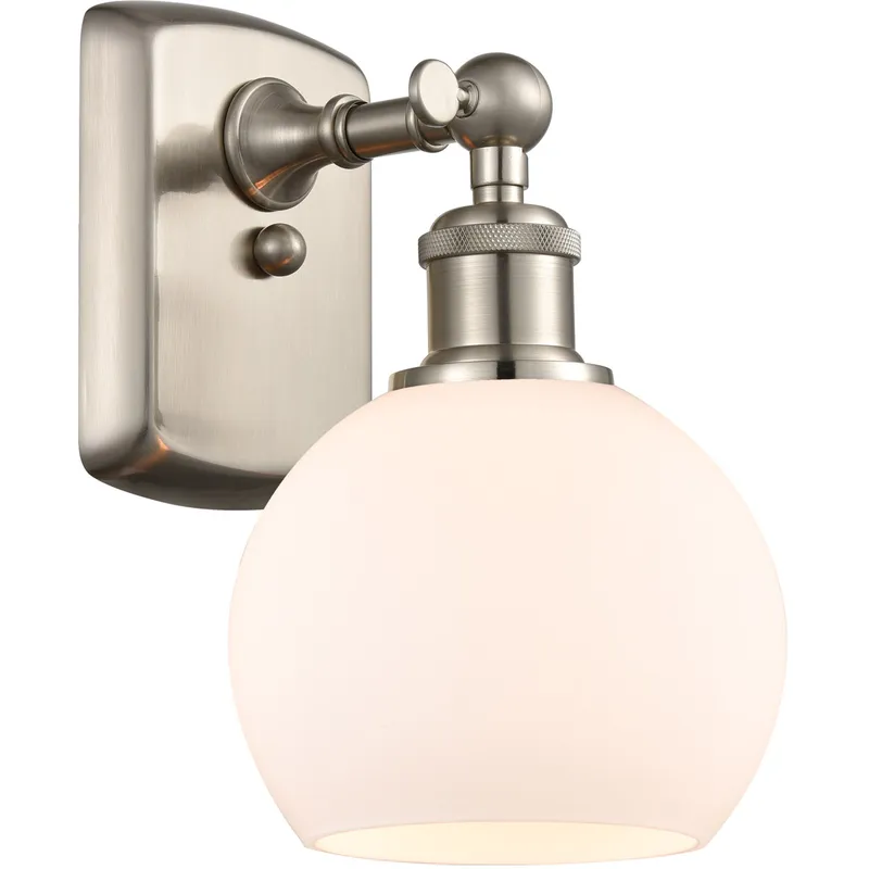 Ballston Athens LED 6 inch Brushed Satin Nickel Sconce Wall Light in Matte White Glass