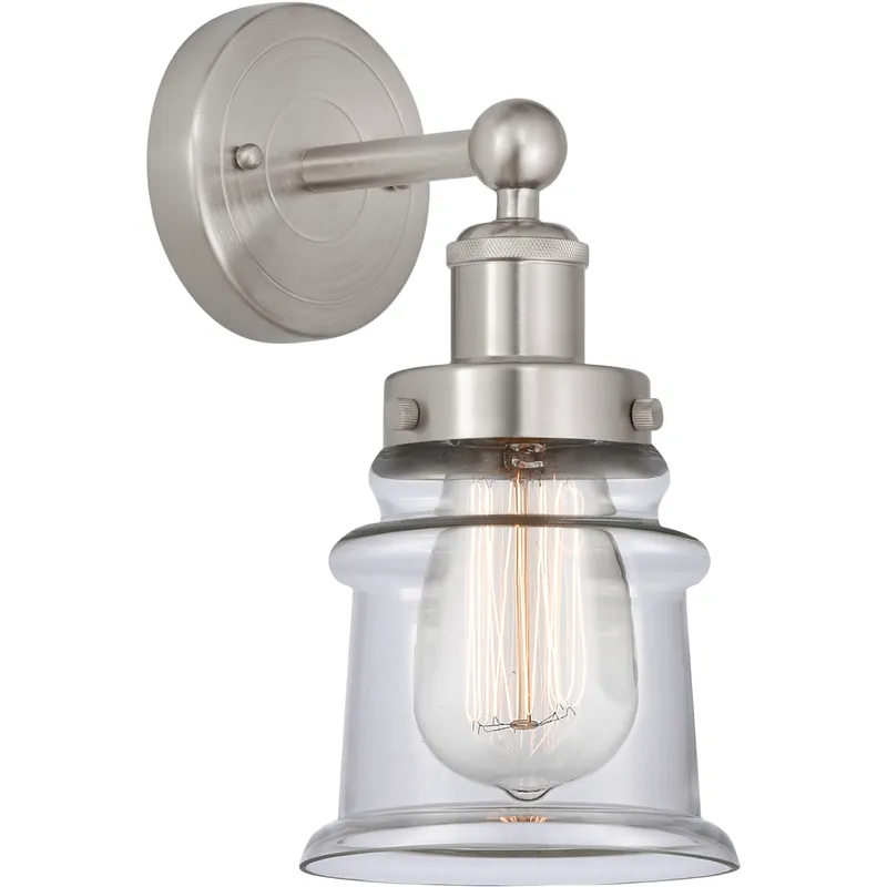 Edison Canton 1 Light 5 inch Brushed Satin Nickel Sconce Wall Light in Clear Glass