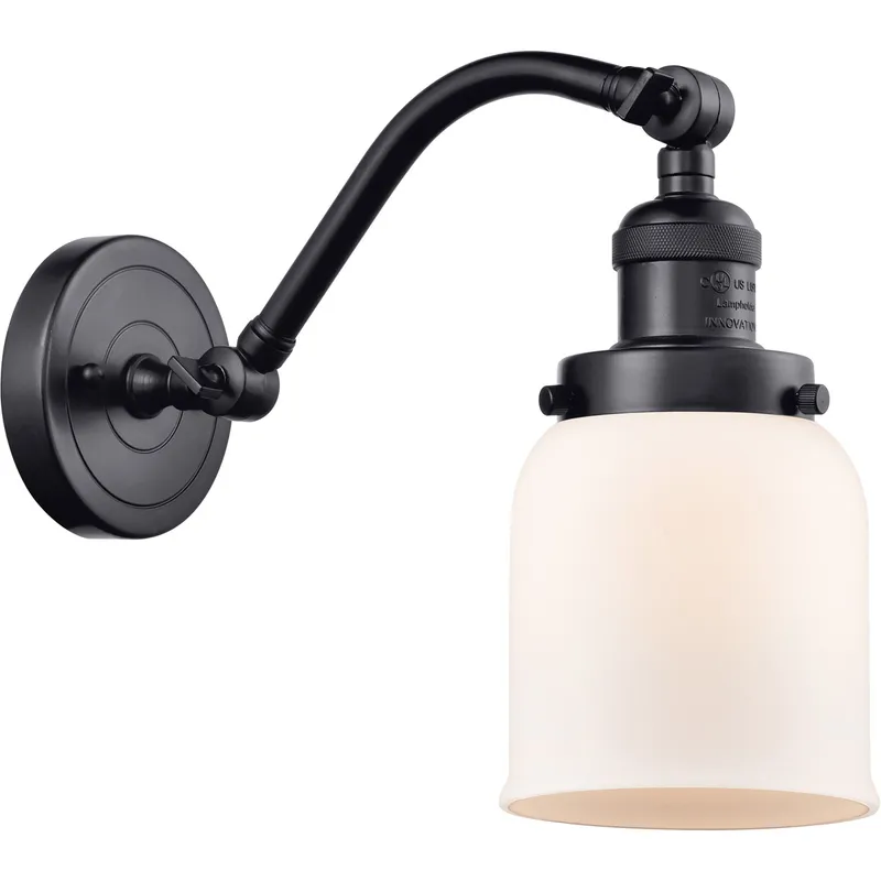 Franklin Restoration Small Bell LED 5 inch Matte Black Sconce Wall Light in Matte White Glass, Franklin Restoration