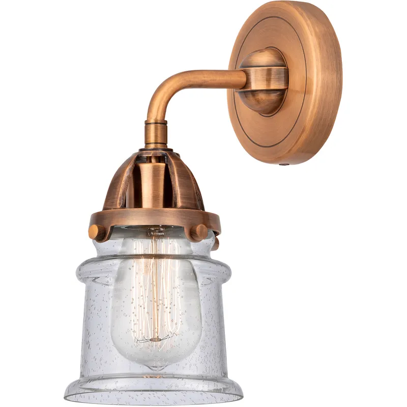Nouveau 2 Small Canton 1 Light 5 inch Antique Copper Sconce Wall Light in Seedy Glass