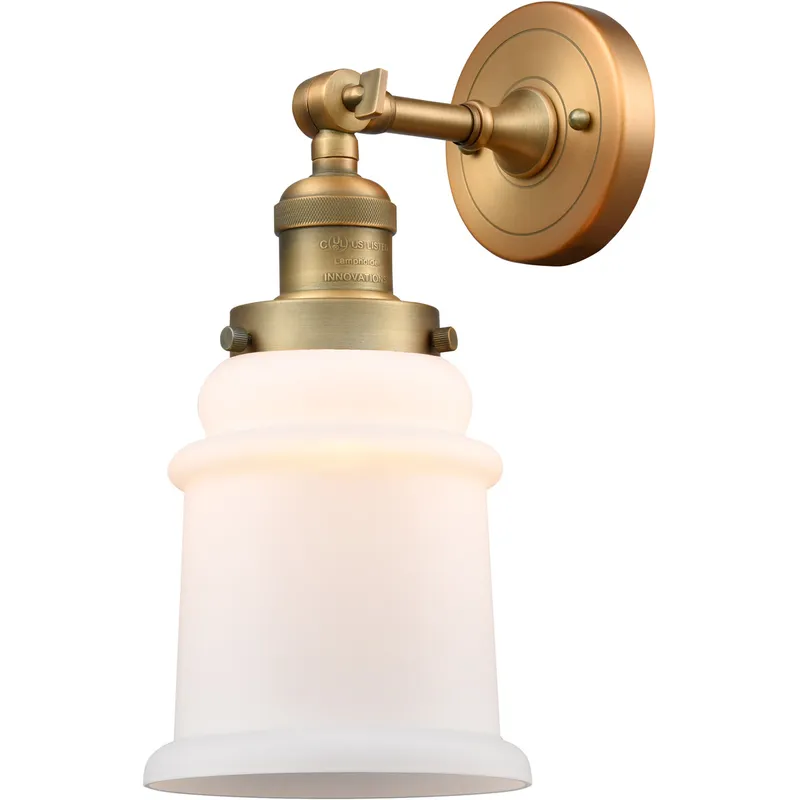 Franklin Restoration Canton LED 7 inch Brushed Brass Sconce Wall Light in Matte White Glass, Franklin Restoration