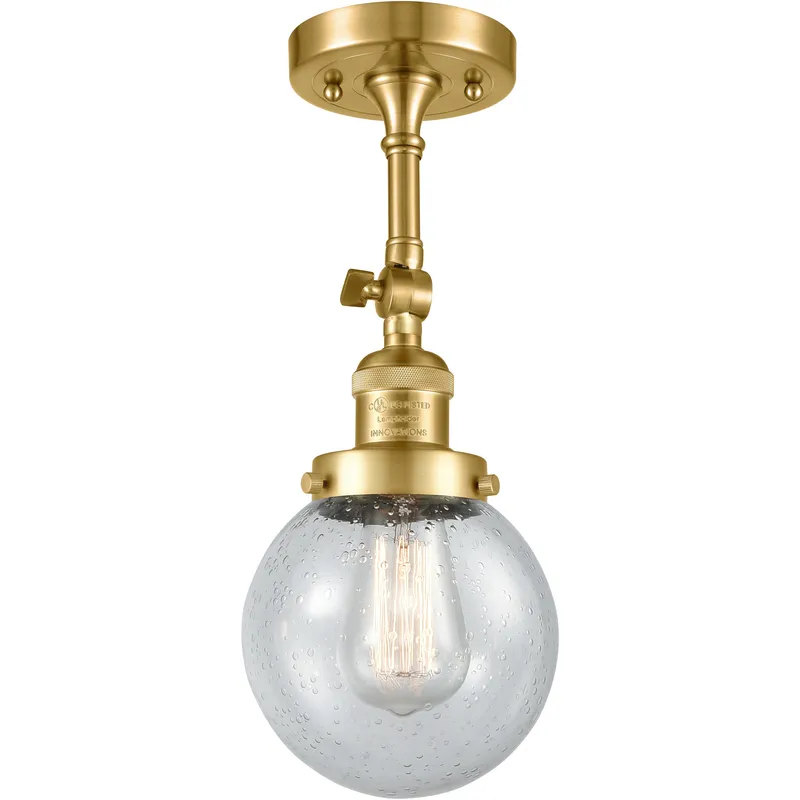 Franklin Restoration Beacon 1 Light 6 inch Satin Gold Sconce Wall Light in Seedy Glass, Franklin Restoration