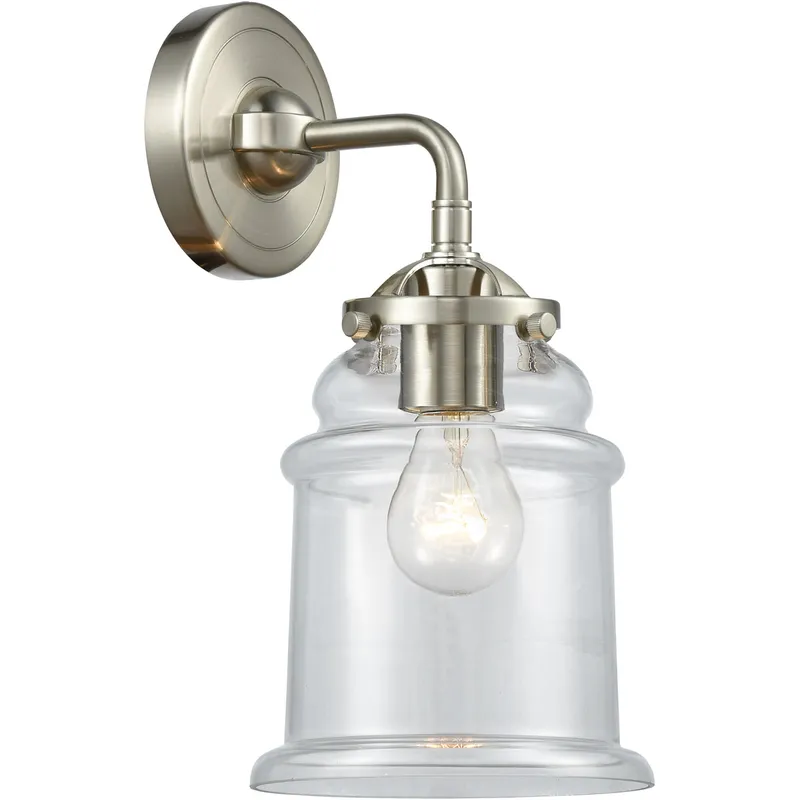 Nouveau Canton LED 6 inch Brushed Satin Nickel Sconce Wall Light in Clear Glass, Nouveau