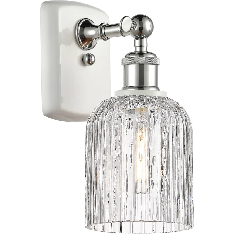 Bridal Veil Sconce Wall Light in Polished Chrome, Light Smoke Glass