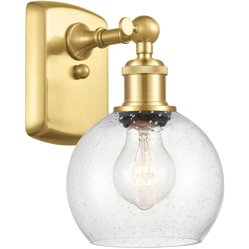 Ballston Athens LED 6 inch Satin Gold Sconce Wall Light in Seedy Glass