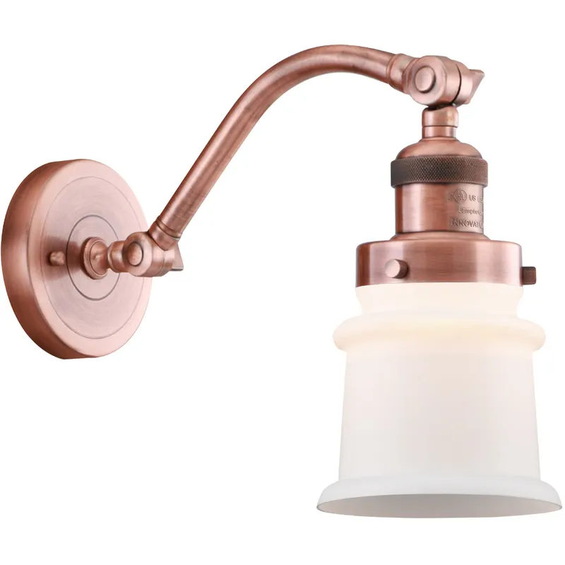 Franklin Restoration Small Canton LED 6.5 inch Antique Copper Sconce Wall Light in Matte White Glass, Franklin Restoration