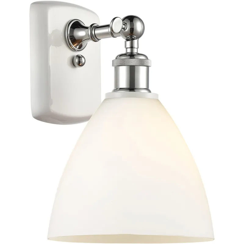 Ballston Ballston Dome LED 8 inch White and Polished Chrome Sconce Wall Light in Matte White Glass