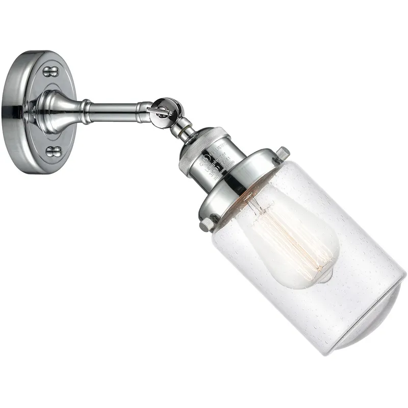 Franklin Restoration Dover LED 5 inch Polished Chrome Sconce Wall Light in Seedy Glass, Franklin Restoration
