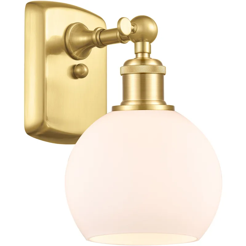 Ballston Athens LED 6 inch Satin Gold Sconce Wall Light in Matte White Glass