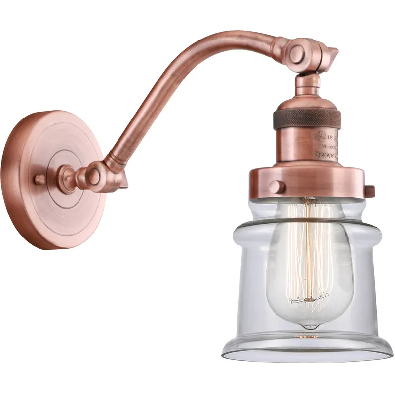 Franklin Restoration Small Canton LED 6.5 inch Antique Copper Sconce Wall Light in Clear Glass, Franklin Restoration