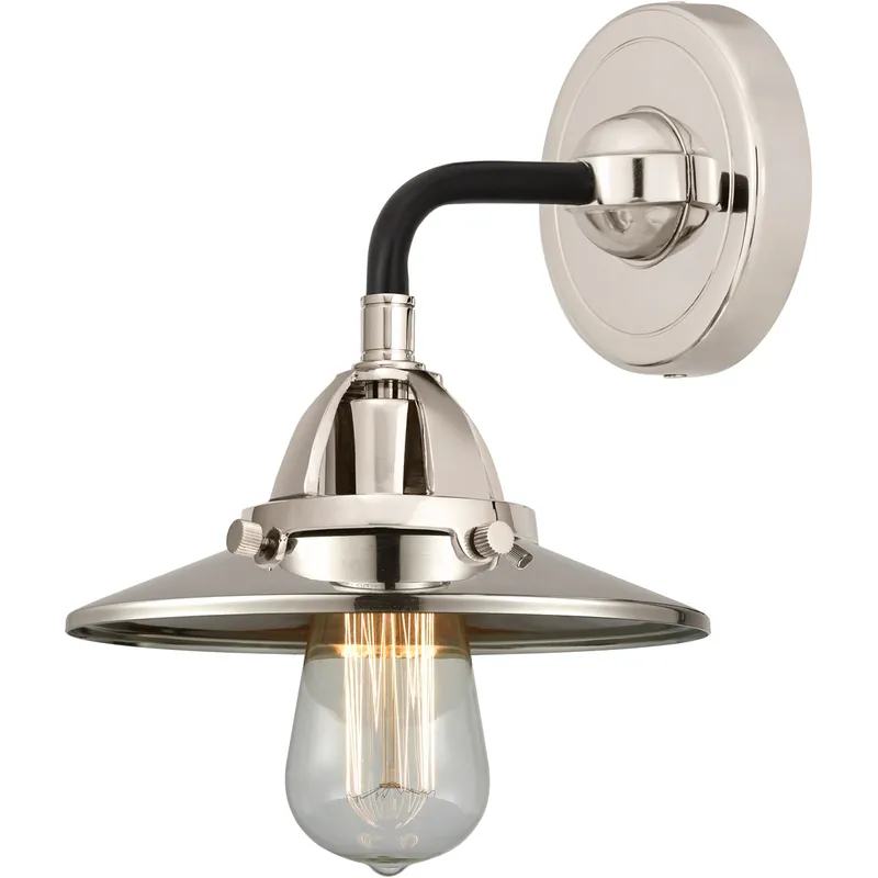 Nouveau 2 Railroad 1 Light 8 inch Black Polished Nickel Sconce Wall Light