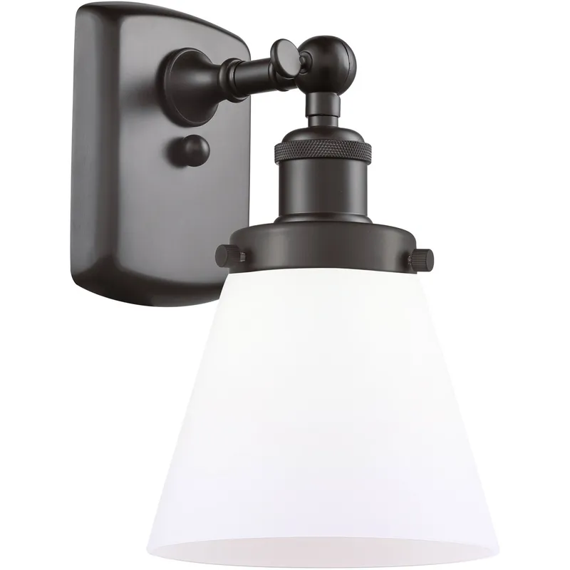 Ballston Small Cone LED 6 inch Oil Rubbed Bronze Sconce Wall Light in Matte White Glass, Ballston