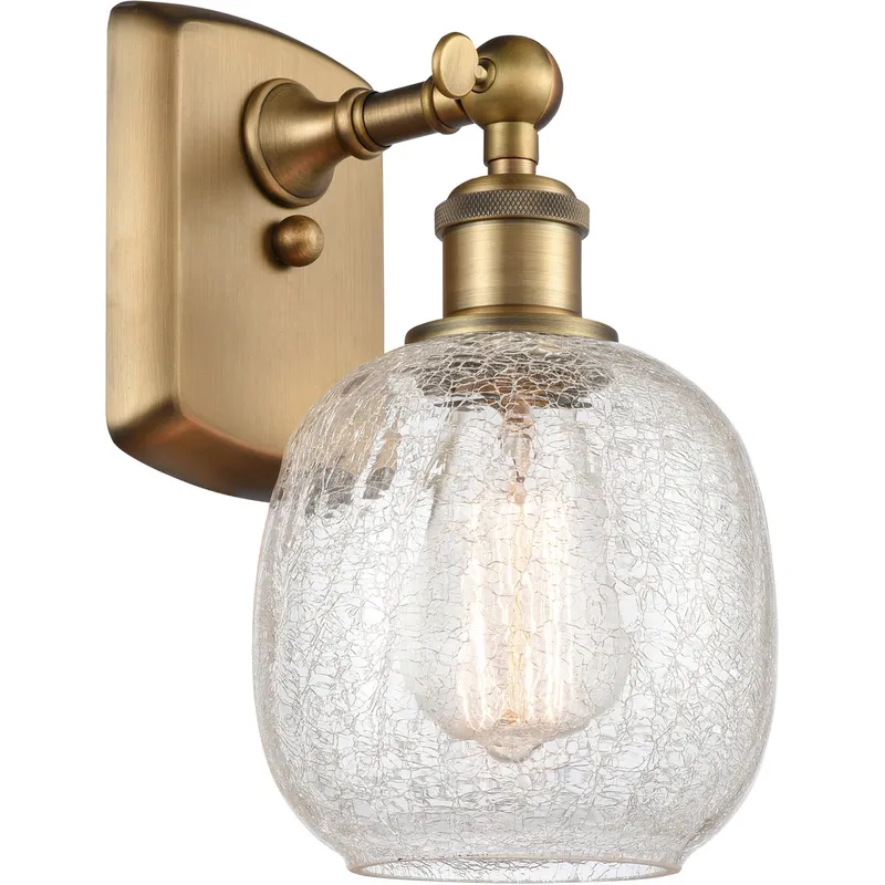 Ballston Belfast LED 6 inch Brushed Brass Sconce Wall Light in Clear Crackle Glass, Ballston