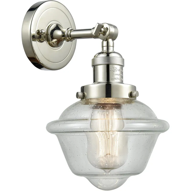 Franklin Restoration Small Oxford 1 Light 8 inch Polished Nickel Sconce Wall Light in Seedy Glass, Franklin Restoration