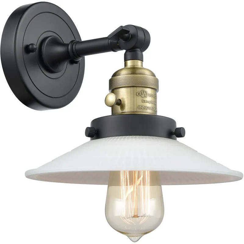 Franklin Restoration Halophane LED 9 inch Black Antique Brass Sconce Wall Light, Franklin Restoration