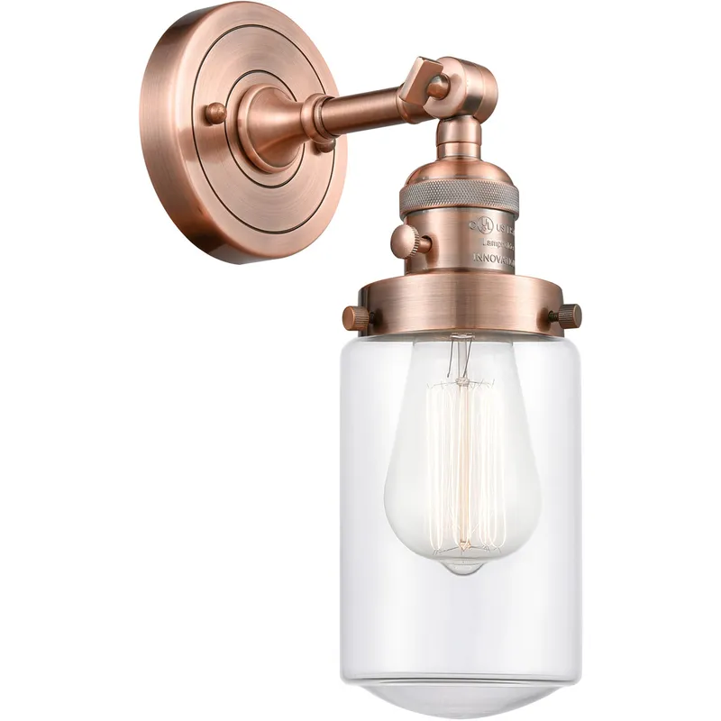Franklin Restoration Dover 1 Light 5 inch Antique Copper Sconce Wall Light in Clear Glass, Franklin Restoration