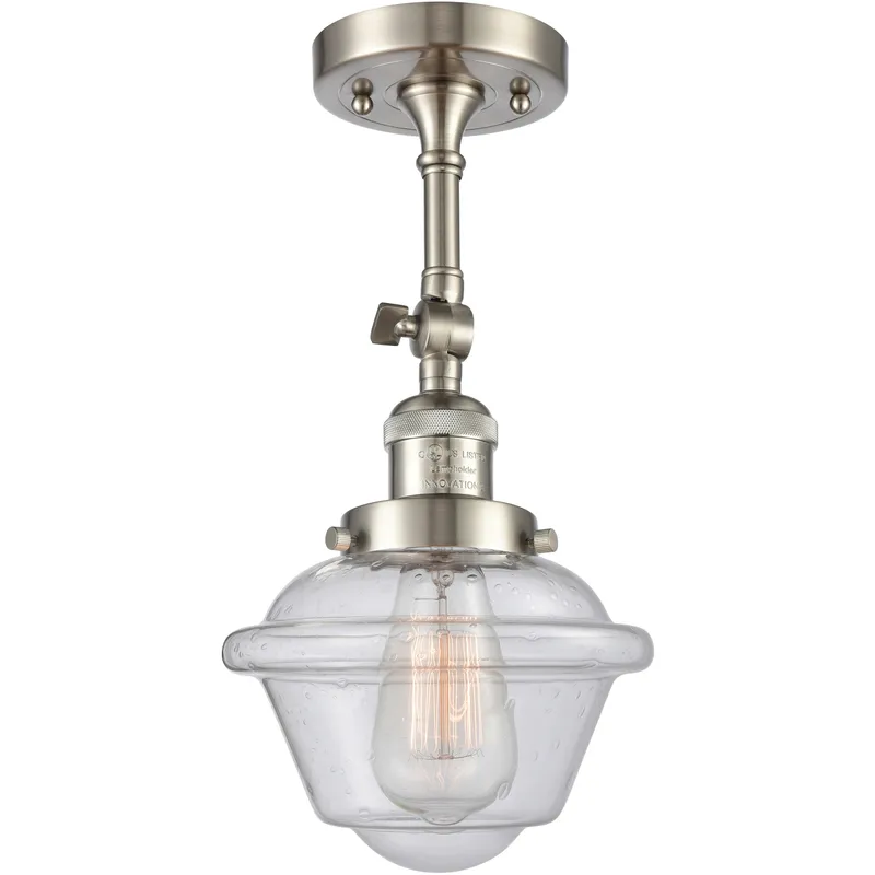 Franklin Restoration Small Oxford 1 Light 8 inch Brushed Satin Nickel Sconce Wall Light in Seedy Glass, Franklin Restoration