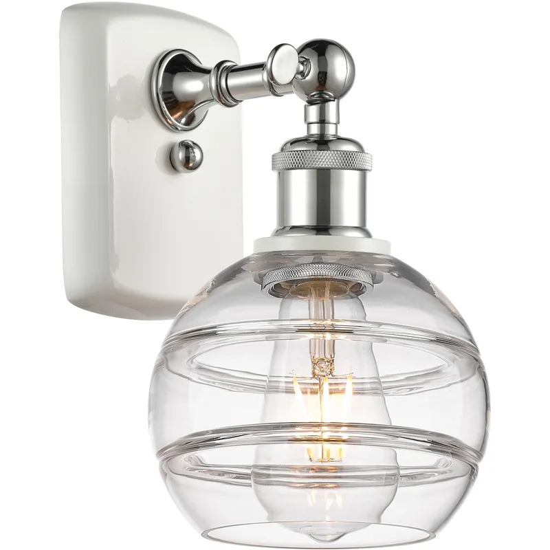 Ballston Rochester 1 Light 5.88 inch White Polished Chrome Sconce Wall Light