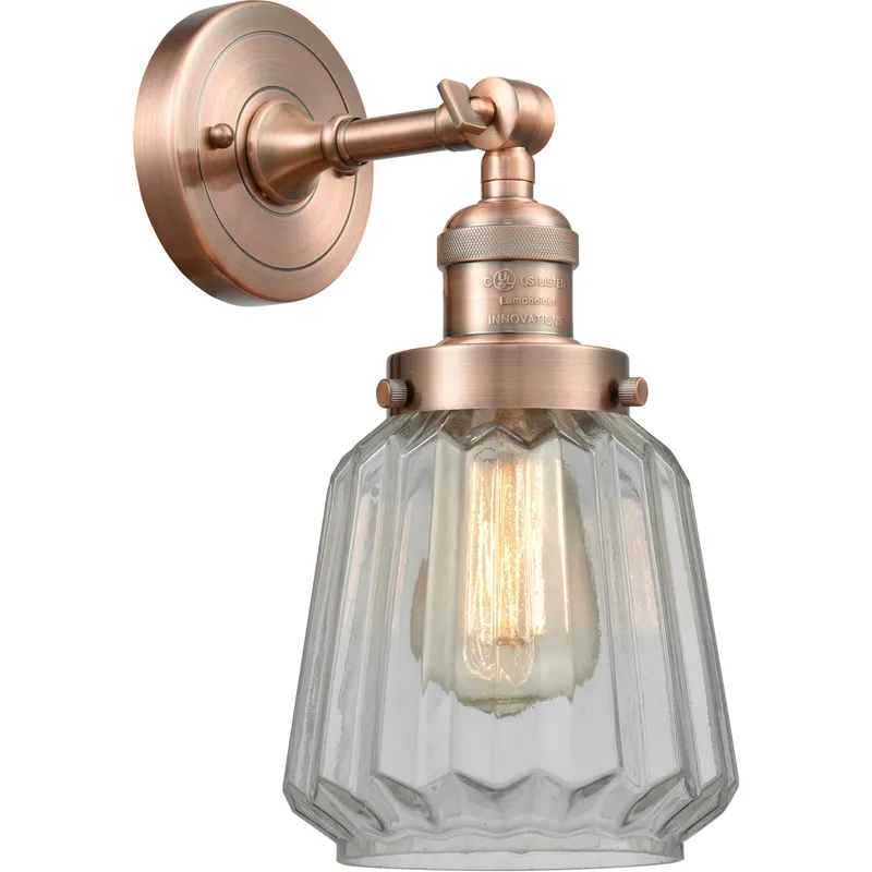 Franklin Restoration Chatham 1 Light 6 inch Antique Copper Sconce Wall Light in Clear Glass, Franklin Restoration