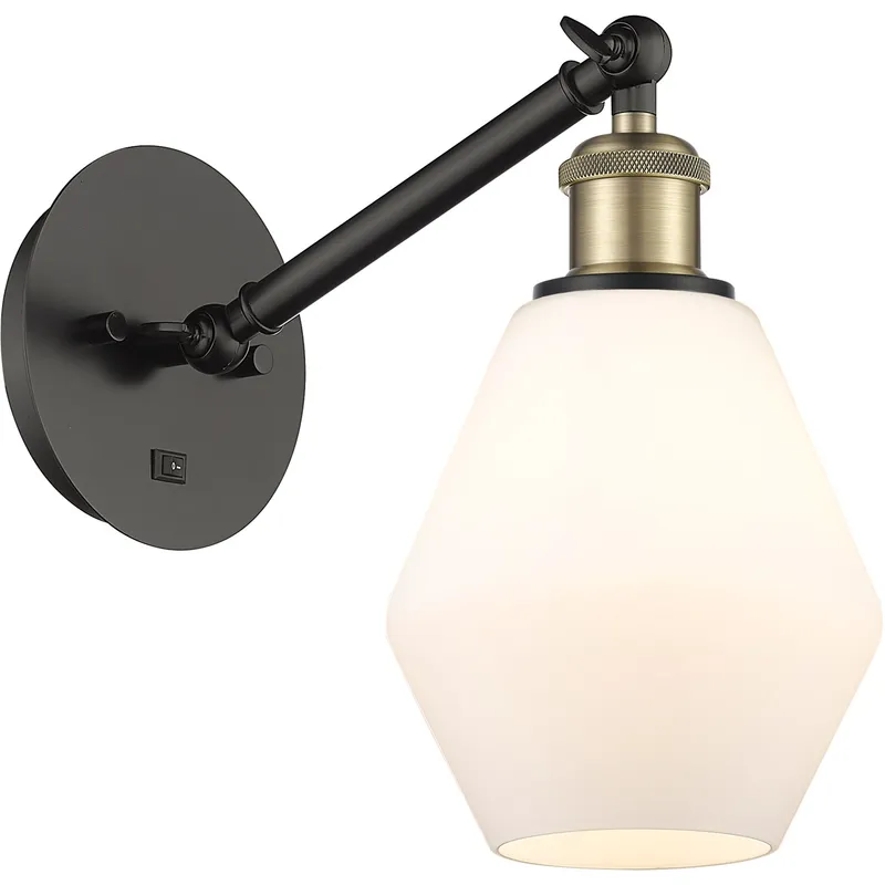 Ballston Cindyrella 1 Light 6 inch Black Antique Brass Sconce Wall Light in Cased Matte White Glass