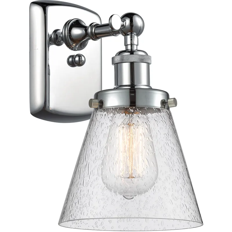 Ballston Small Cone LED 6 inch Polished Chrome Sconce Wall Light in Seedy Glass, Ballston