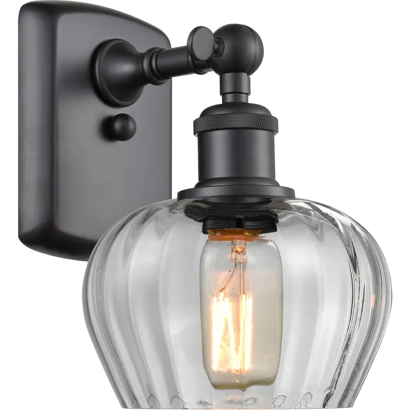 Ballston Fenton LED 7 inch Matte Black Sconce Wall Light in Clear Glass, Ballston