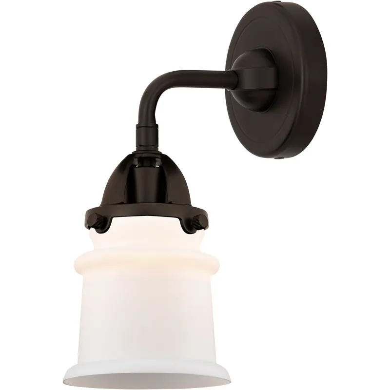 Nouveau 2 Small Canton 1 Light 5 inch Oil Rubbed Bronze Sconce Wall Light in Matte White Glass