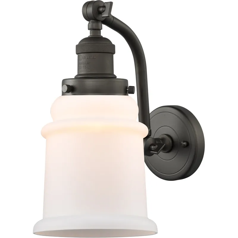 Franklin Restoration Canton 1 Light 7 inch Oil Rubbed Bronze Sconce Wall Light in Matte White Glass, Franklin Restoration