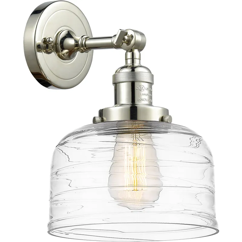 Franklin Restoration Bell LED 8 inch Polished Nickel Sconce Wall Light in Clear Deco Swirl Glass