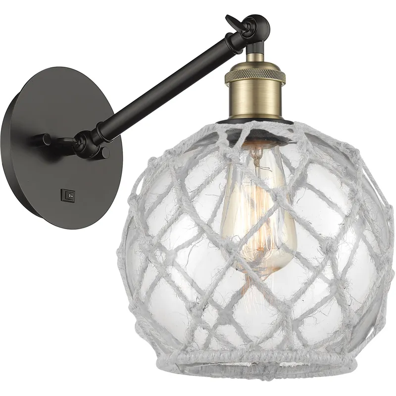 Ballston Farmhouse Rope LED 8 inch Black Antique Brass Sconce Wall Light