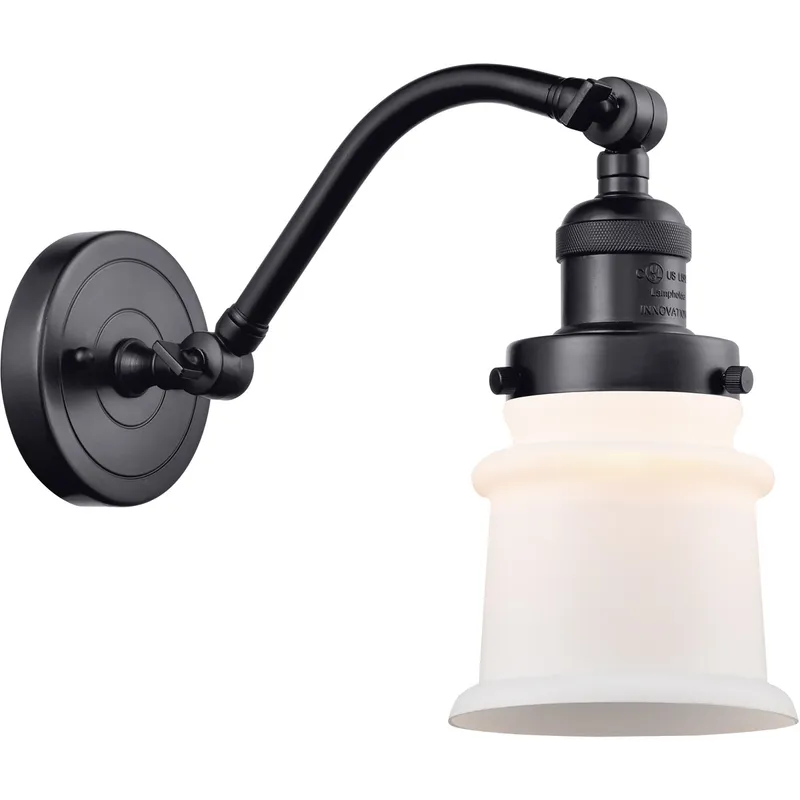 Franklin Restoration Small Canton LED 6.5 inch Matte Black Sconce Wall Light in Matte White Glass, Franklin Restoration