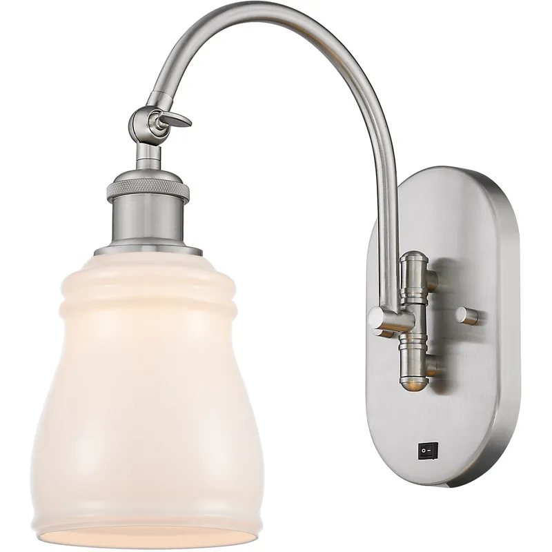 Ballston Ellery 1 Light 5.3 inch Brushed Satin Nickel Sconce Wall Light in White Glass