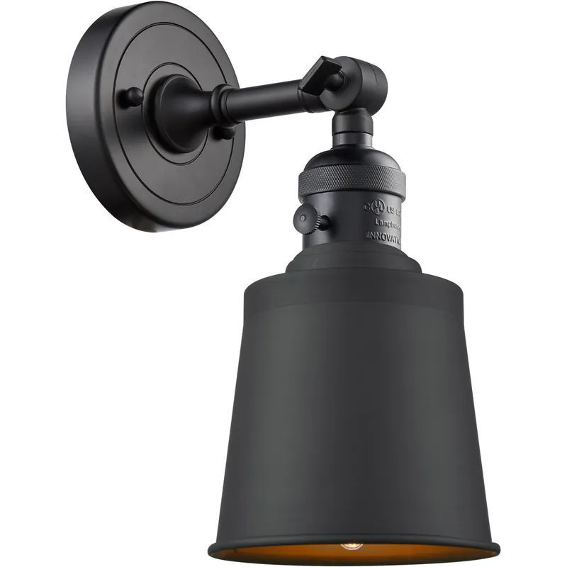 Franklin Restoration Addison 1 Light 5 inch Matte Black Sconce Wall Light, Franklin Restoration