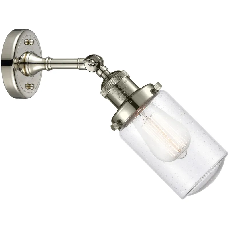 Franklin Restoration Dover LED 5 inch Polished Nickel Sconce Wall Light in Seedy Glass, Franklin Restoration