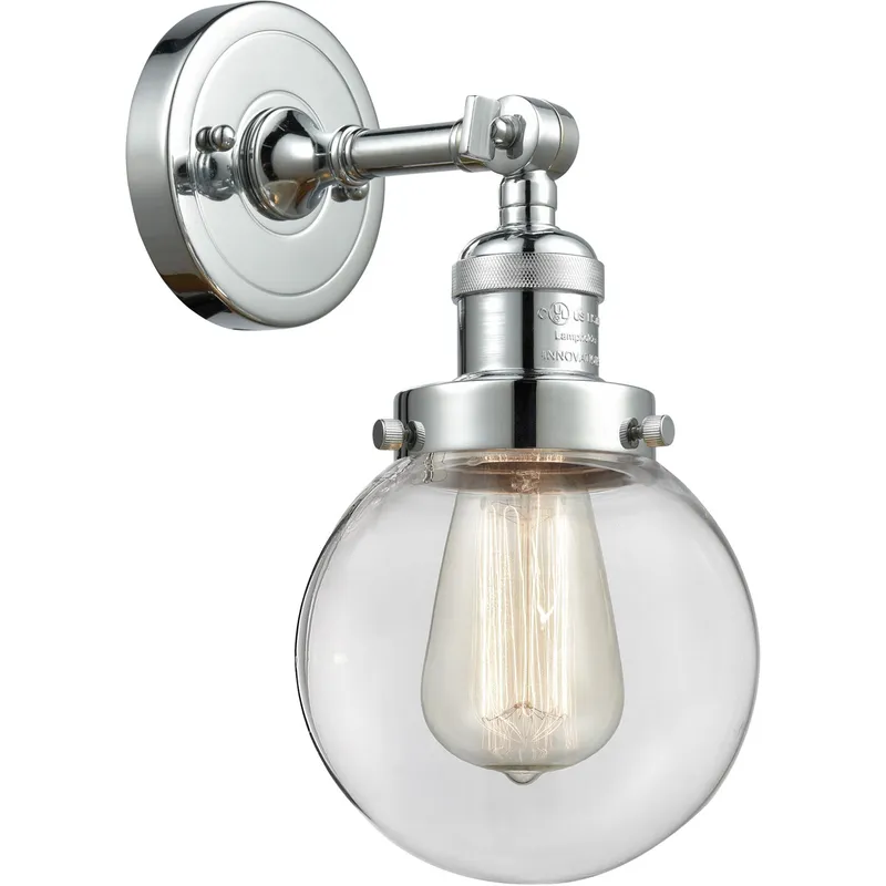 Franklin Restoration Beacon 1 Light 6 inch Polished Chrome Sconce Wall Light in Clear Glass, Franklin Restoration