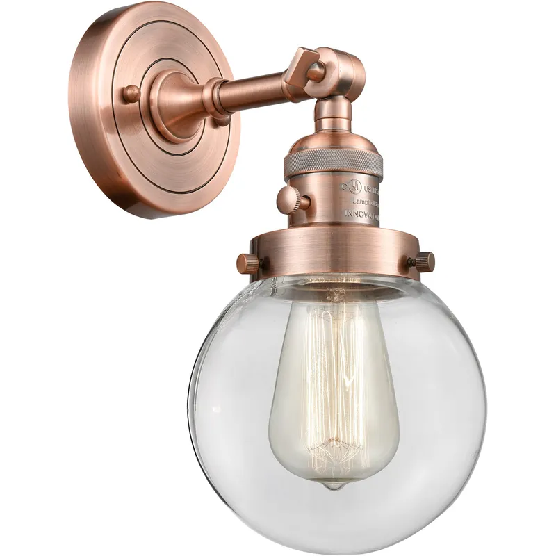 Franklin Restoration Beacon 1 Light 6 inch Antique Copper Sconce Wall Light in Clear Glass, Franklin Restoration