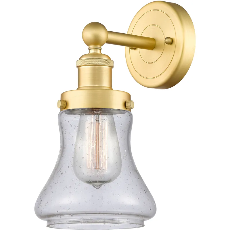 Bellmont 1 Light 6.5 inch Satin Gold Sconce Wall Light in Seedy Glass