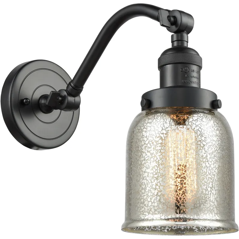 Franklin Restoration Small Bell 1 Light 5 inch Oil Rubbed Bronze Sconce Wall Light in Silver Plated Mercury Glass, Franklin Restoration