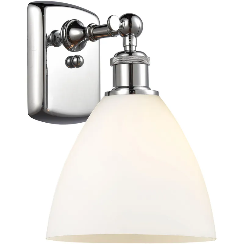 Ballston Dome LED 8 inch Polished Chrome Sconce Wall Light in Matte White Glass