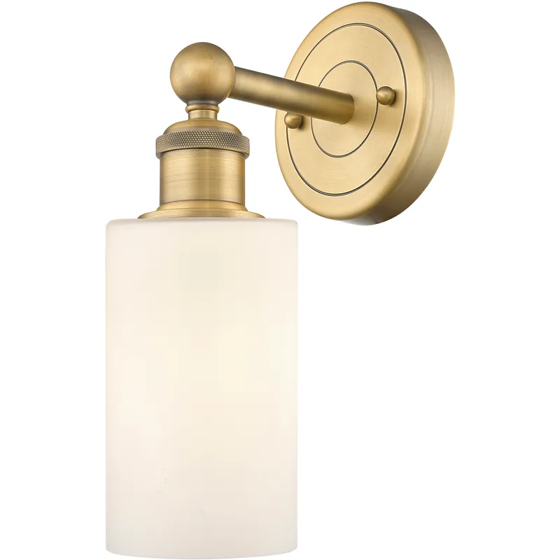 Clymer Sconce Wall Light in Brushed Brass, Matte White