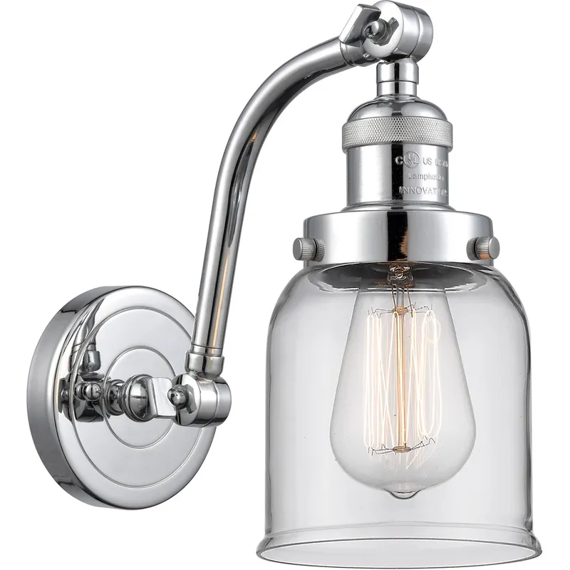 Franklin Restoration Small Bell LED 5 inch Polished Chrome Sconce Wall Light in Clear Glass, Franklin Restoration
