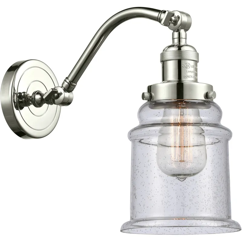 Franklin Restoration Canton 1 Light 7 inch Polished Nickel Sconce Wall Light in Seedy Glass, Franklin Restoration
