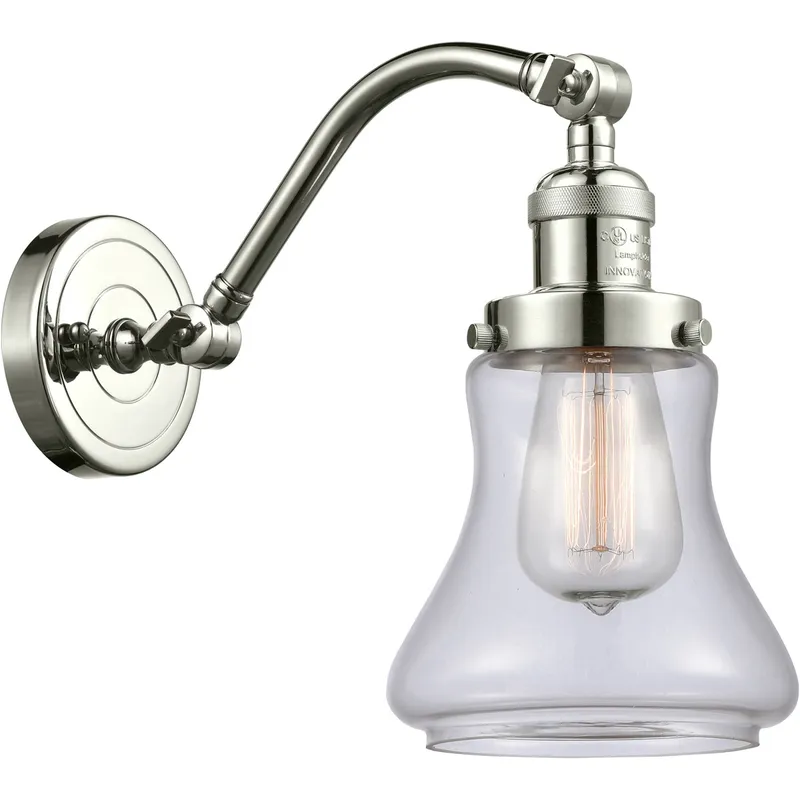 Franklin Restoration Bellmont LED 6.5 inch Polished Nickel Sconce Wall Light in Clear Glass, Franklin Restoration