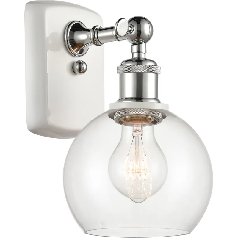 Ballston Athens LED 6 inch White and Polished Chrome Sconce Wall Light in Clear Glass