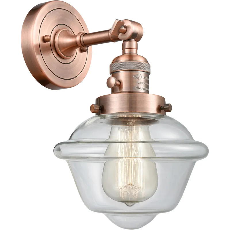 Franklin Restoration Small Oxford 1 Light 8 inch Antique Copper Sconce Wall Light in Clear Glass, Franklin Restoration